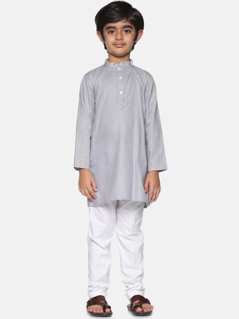 

Sethukrishna Boys Grey Pure Cotton Kurta with Churidar