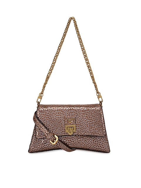 

Da Milano Brown Embellished Leather Structured Sling Bag
