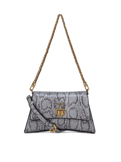 

Da Milano Women Grey Animal Textured Leather Structured Sling Bag