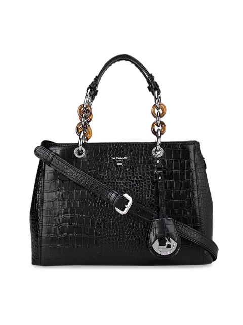 

Da Milano Black Textured Leather Structured Handheld Bag