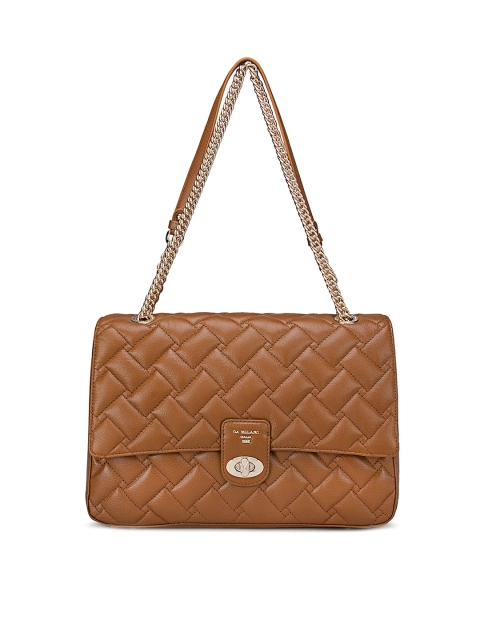 

Da Milano Brown Leather Structured Shoulder Bag with Quilted