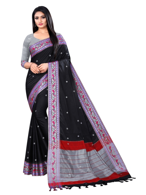 

VENISA Black & Grey Ethnic Motifs Zari Art Silk Saree
