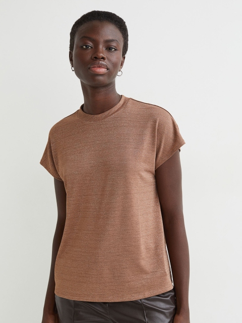 

H&M Women Brown Glittery Top