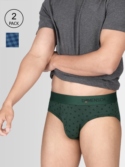 

DAMENSCH Men Pack Of 2 Printed Deo-Soft Basic Briefs, Green