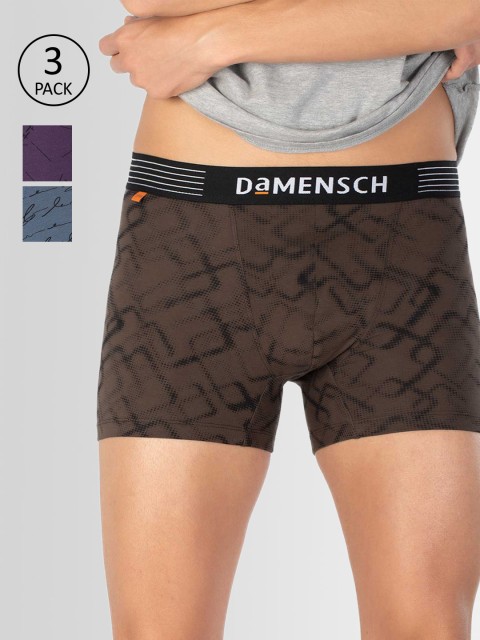 

DAMENSCH Men Pack Of 3 Trunks DAM-CTP-T-WPB-PNP-BRB-PACK-3-MIX, Brown