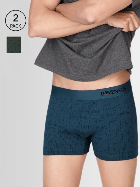 

DAMENSCH Men Pack of 2 Trunks DAM-PRIN-T-MB-DG-PACK-2-MIX, Blue