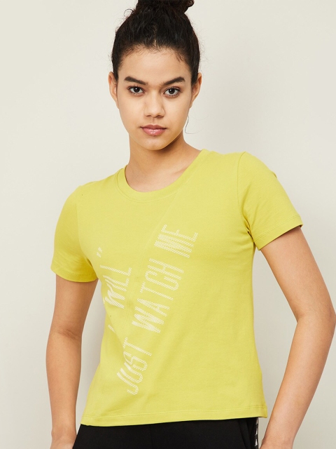 

Kappa Women Yellow Typography Printed T-shirt
