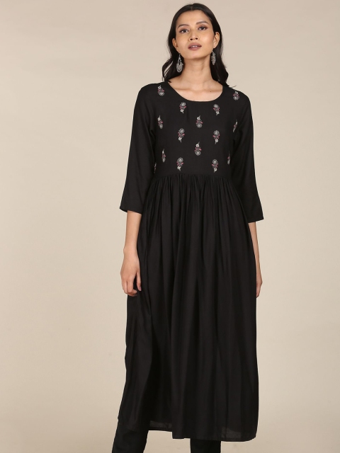 

Karigari Women Black Floral Chikankari Anarkali Kurta