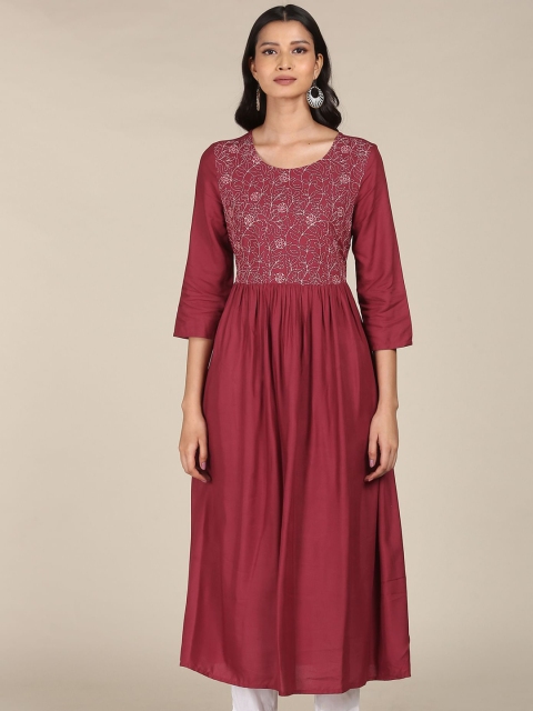 

Karigari Women Maroon Ethnic Motifs Embroidered Anarkali Kurta