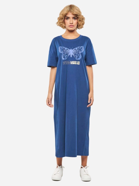 

BLUEAGE Navy Blue T-shirt Maxi Dress
