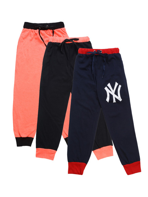 

VIMAL JONNEY Kids Pack Of 3 Solid Joggers, Navy blue