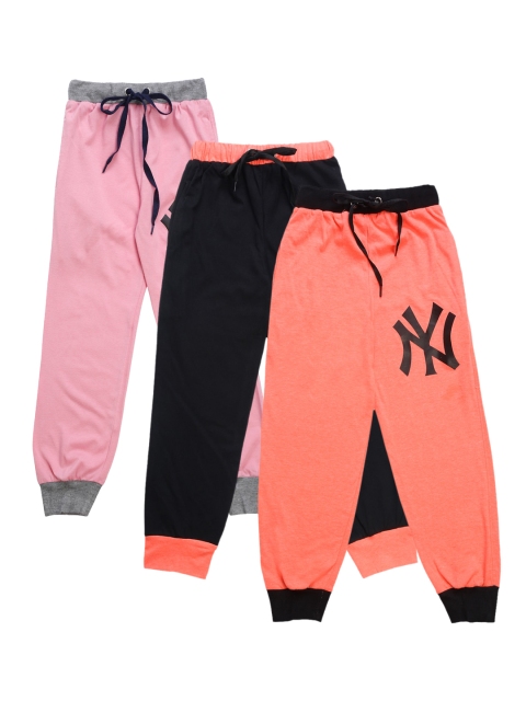 

VIMAL JONNEY Kids Pack Of 3 Solid Joggers, Peach