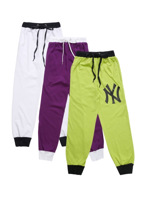 

VIMAL JONNEY Kids Pack Of 3 Solid Joggers, Purple