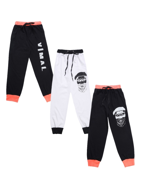 

VIMAL JONNEY Kids Pack Of 3 Solid Joggers, Black