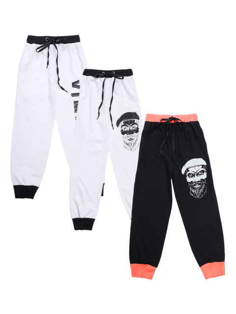 

VIMAL JONNEY Kids Pack of 3 Solid Joggers, Black