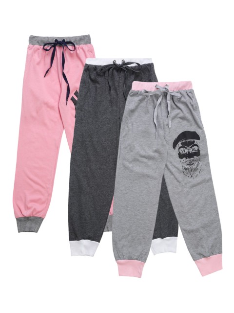 

VIMAL JONNEY Kids Pack Of 3 Solid Joggers, Grey