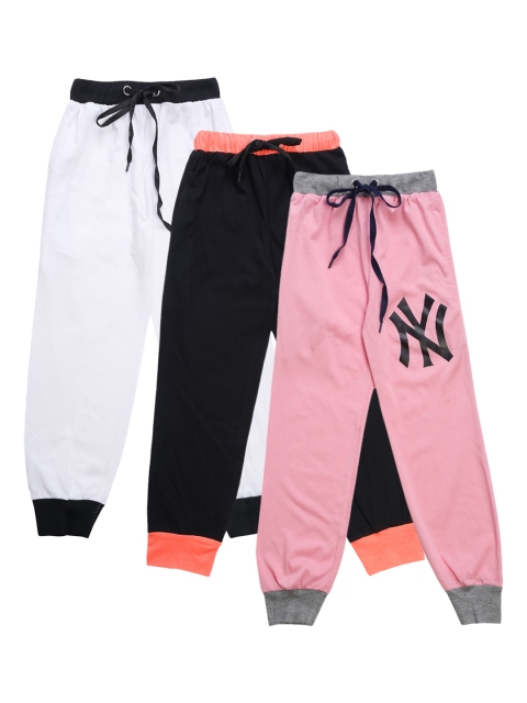 

VIMAL JONNEY Kids Pack Of 3 Solid Joggers, Black