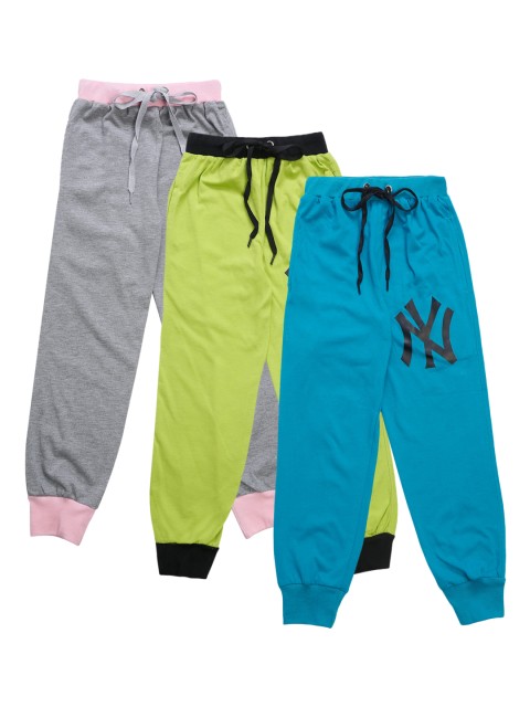 

VIMAL JONNEY Kids Pack of 3 Solid Joggers, Blue