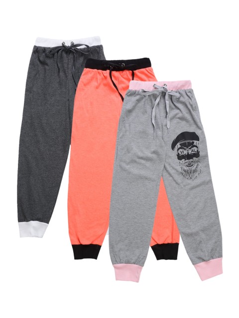 

VIMAL JONNEY Unisex Kids Pack Of 3 Solid Joggers, Peach