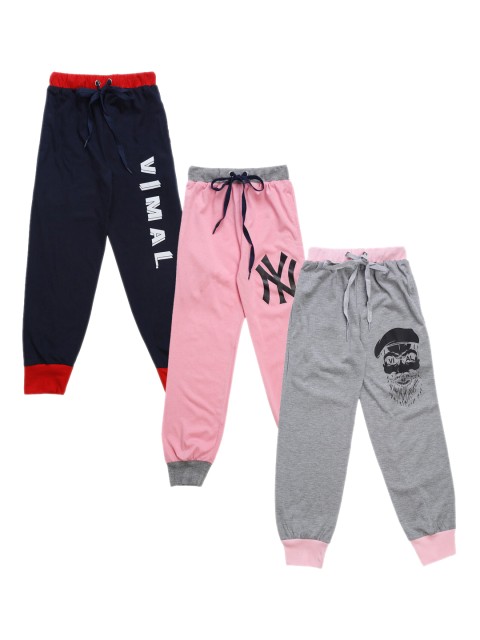 

VIMAL JONNEY Kids Pack Of 3 Solid Joggers, Grey