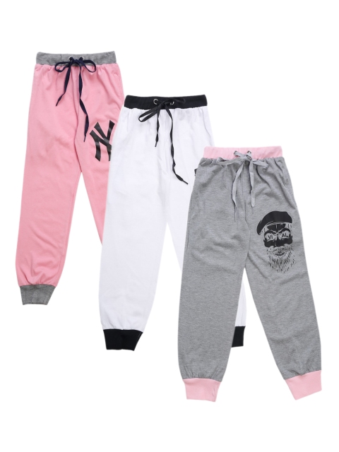

VIMAL JONNEY Kids Pack of 3 Solid Joggers, Grey