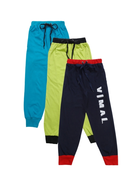 

VIMAL JONNEY Kids Pack Of 3 Solid Joggers, Blue