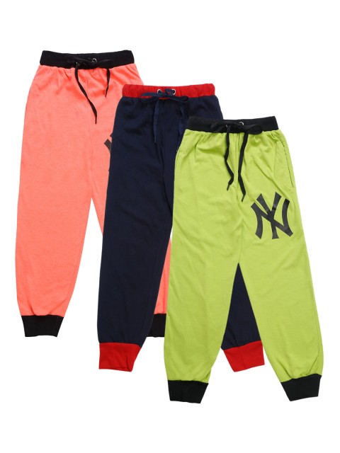

VIMAL JONNEY Kids Pack of 3 Solid Joggers, Green