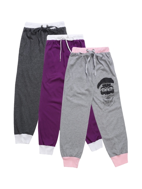 

VIMAL JONNEY Kids Pack Of 3 Solid Joggers, Grey
