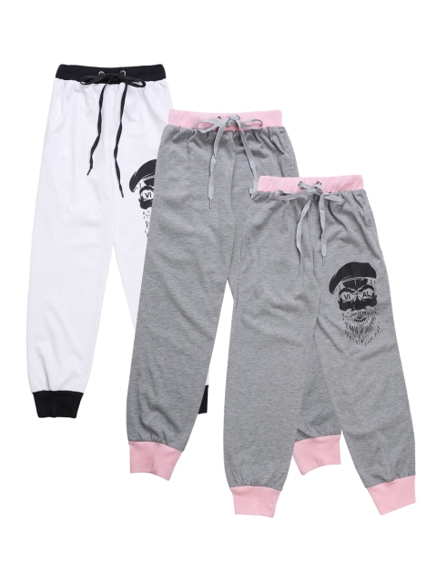 

VIMAL JONNEY Kids Pack Of 3 Solid Joggers, Grey