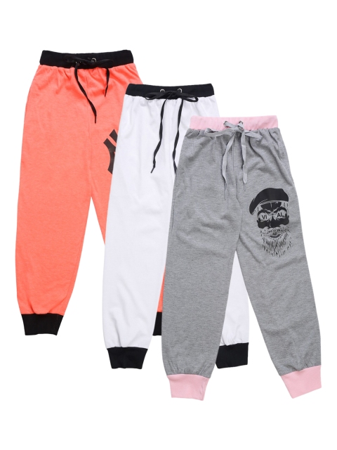

VIMAL JONNEY Unisex Kids Pack Of 3 Solid Joggers, White