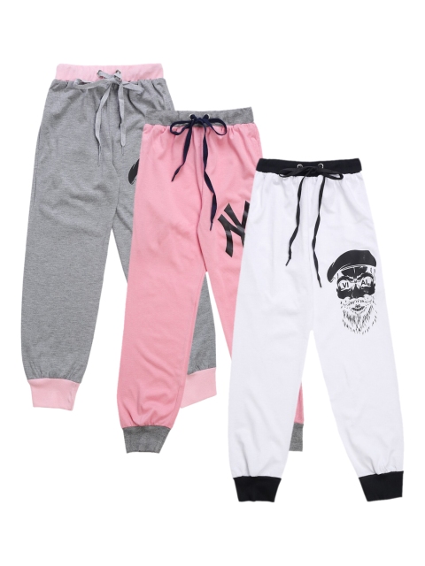 

VIMAL JONNEY Kids Pack Of 3 Solid Joggers, White