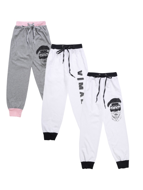

VIMAL JONNEY Unisex Kids Pack Of 3 Solid Joggers, Grey