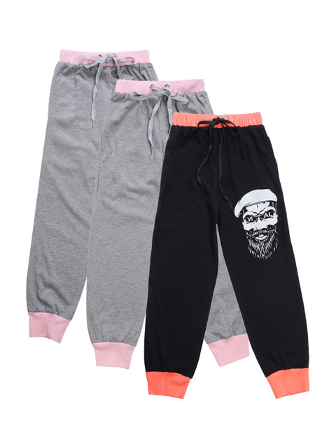 

VIMAL JONNEY Kids Pack Of 3 Solid Joggers, Black