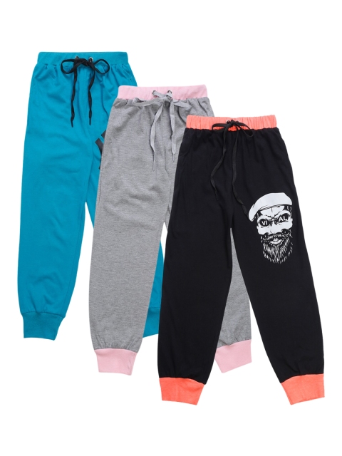 

VIMAL JONNEY Unisex Kids Pack Of 3 Solid Joggers, Black