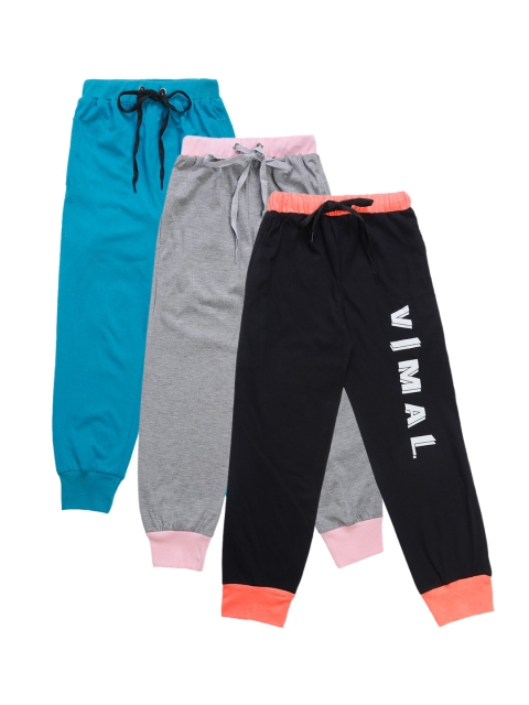 

VIMAL JONNEY Kids Pack Of 3 Solid Joggers, Grey