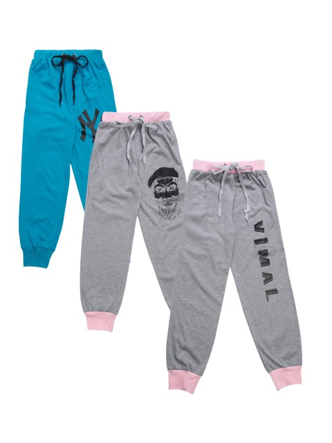

VIMAL JONNEY Kids Pack Of 3 Solid Joggers, Turquoise blue