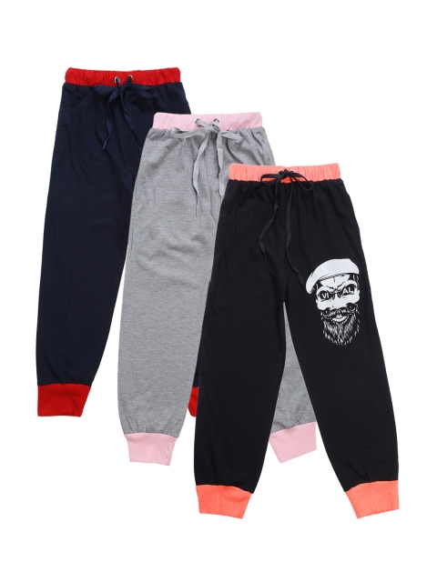 

VIMAL JONNEY Kids Pack Of 3 Solid Joggers, Black