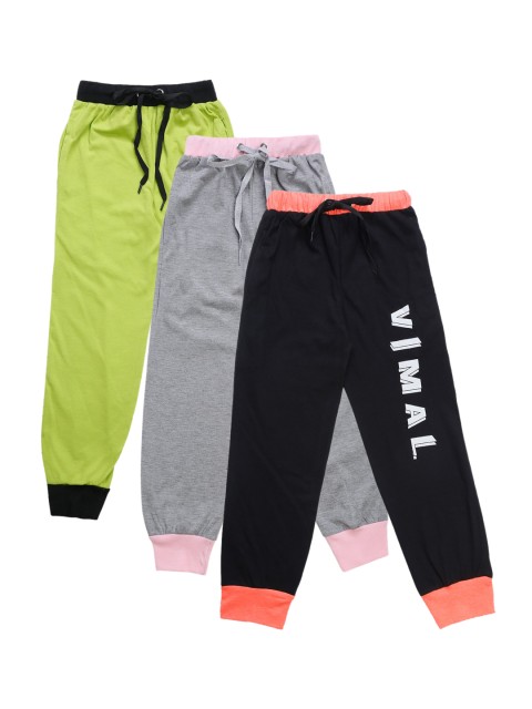 

VIMAL JONNEY Kids Pack Of 3 Solid Joggers, Grey