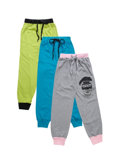 

VIMAL JONNEY Kids Pack Of 3 Solid Joggers, Grey melange