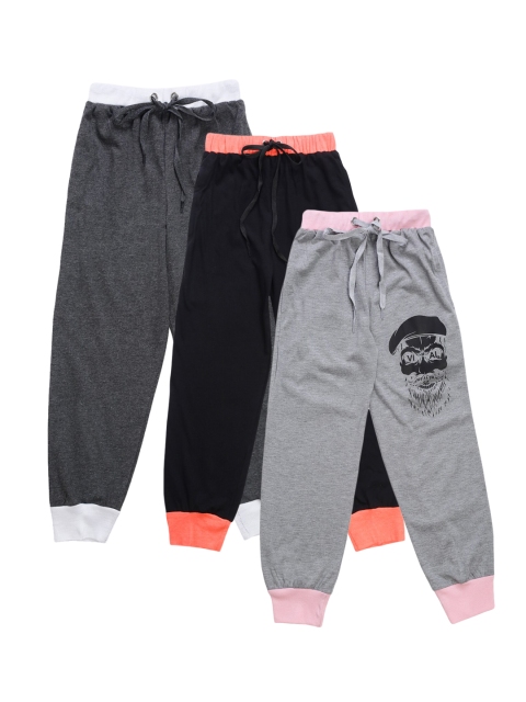 

VIMAL JONNEY Kids Pack Of 3 Solid Joggers, Black
