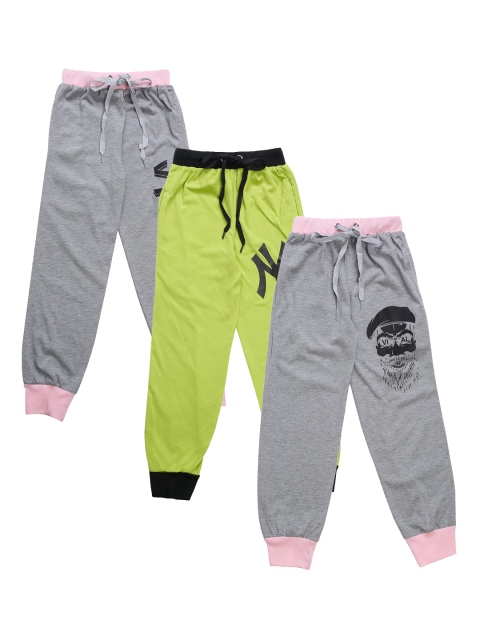 

VIMAL JONNEY Kids Pack of 3 Solid Joggers, Green