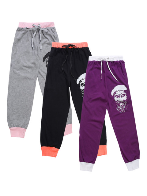 

VIMAL JONNEY Kids Pack Of 3 Solid Joggers, Black