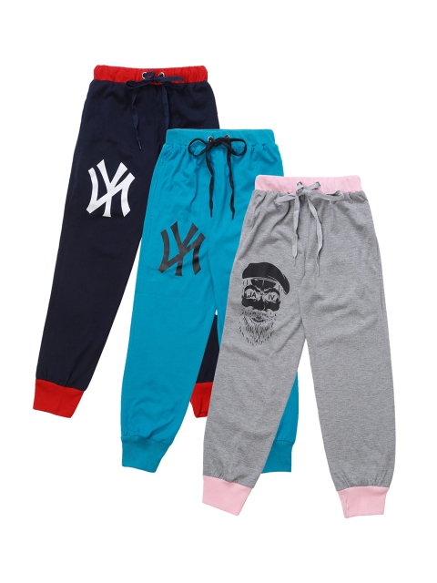

VIMAL JONNEY Kids Pack Of 3 Solid Joggers, Navy blue
