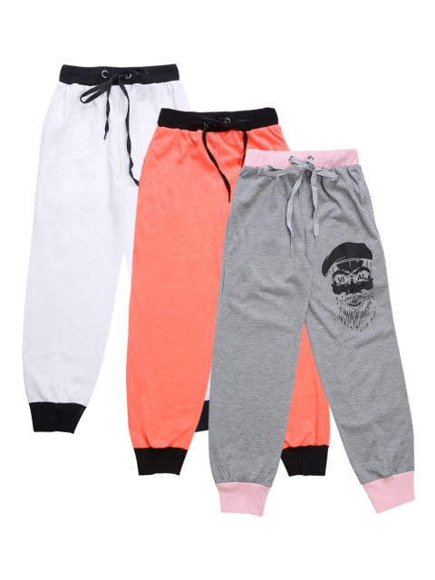 

VIMAL JONNEY Kids Pack of 3 Solid Joggers, Grey