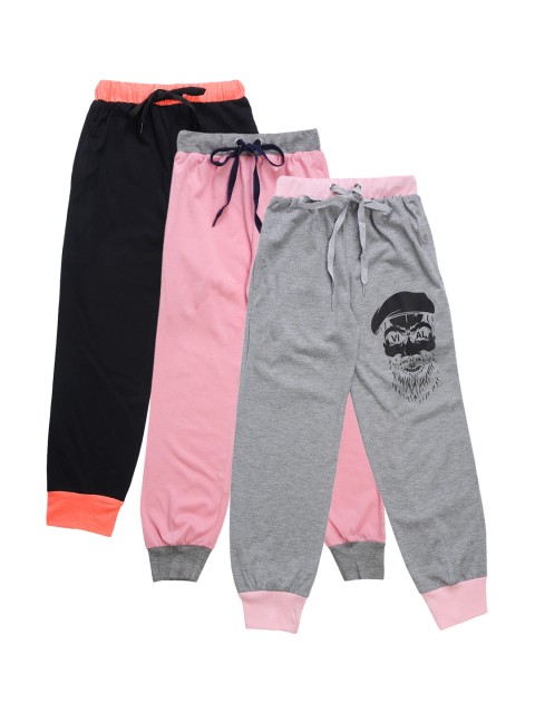 

VIMAL JONNEY Unisex Kids Pack Of 3 Solid Joggers, Pink