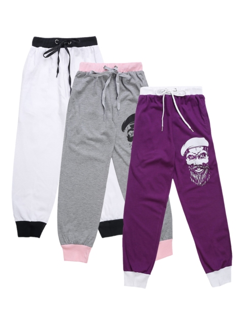 

VIMAL JONNEY Kids Pack of 3 Solid Joggers, Grey