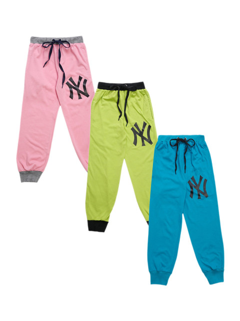 

VIMAL JONNEY Kids Pack Of 3 Solid Joggers, Pink