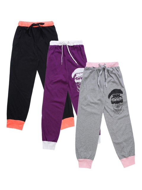 

VIMAL JONNEY Kids Pack Of 3 Solid Joggers, Grey