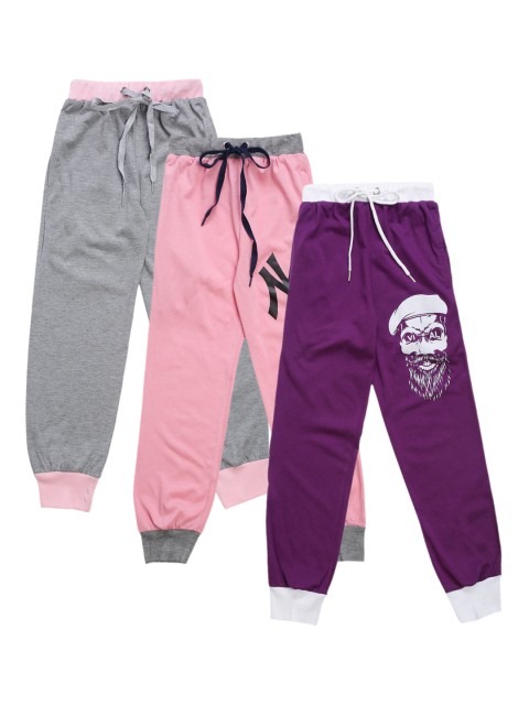 

VIMAL JONNEY Kids Pack Of 3 Solid Joggers, Grey