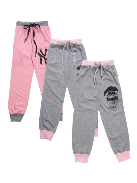

VIMAL JONNEY Unisex Kids Pack Of 3 Solid Joggers, Grey